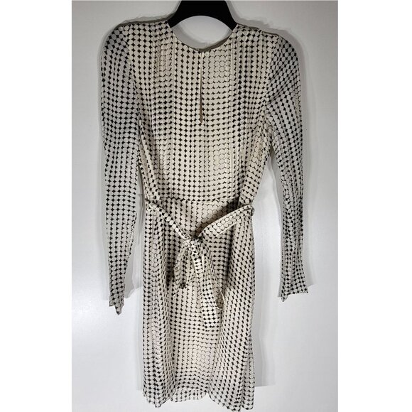 Reiss Geometric Print Belted Dress, Cream & Black, Womens Size 6 US - Picture 2 of 5